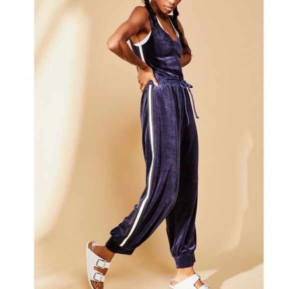 Free People Feel Good Velour Jumpsuit One Piece - Picture 1 of 4